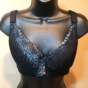 Black Shimmery Floral Bra/panty Set